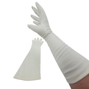 Complexion by‎ Hanes Vintage White Nylon Ladies Elbow Length Dress Gloves